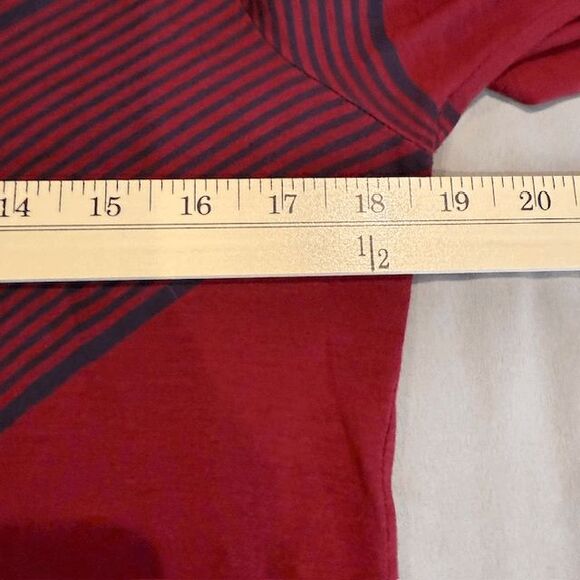 Tory Burch Pima Cotton Long Sleeve Top Burgundy Red and Navy Blue Size Small - Picture 4 of 7